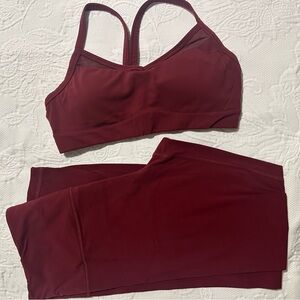 Athleta Women's Burgundy Sports Bra & Leggings Set